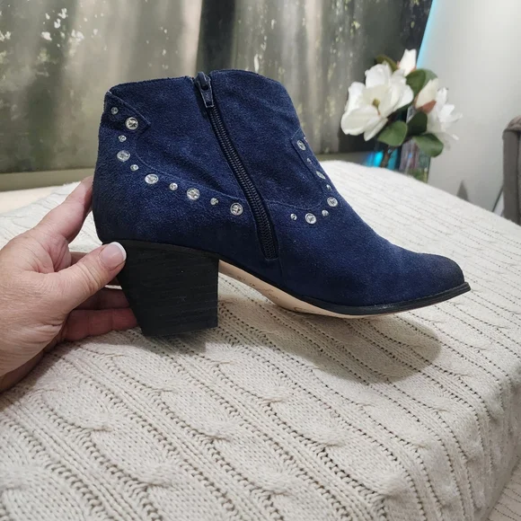 Corso Como Navy Suede Studded Booties - Picture 2 of 10